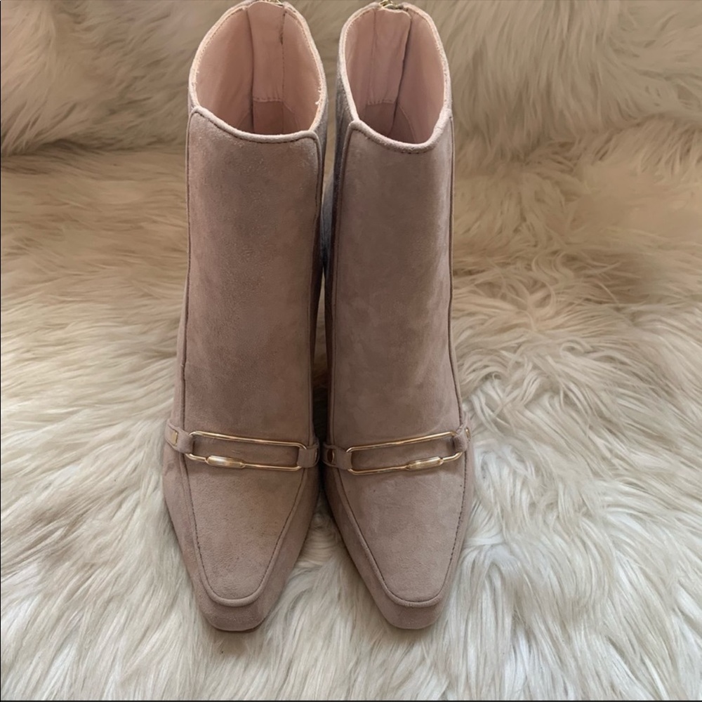 New! Rare REISS Paris Jett Embellished Suede Ankle Booties in Taupe - Picture 8 of 13